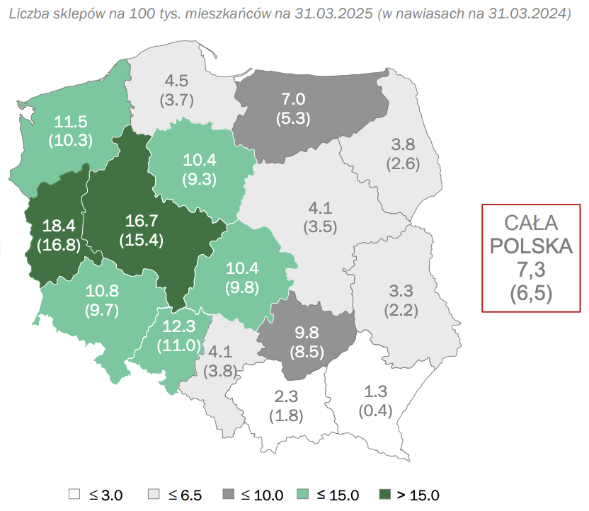 Liczba sklepów Dino na 100 tyś. mieszkańców - Okiem Stratega